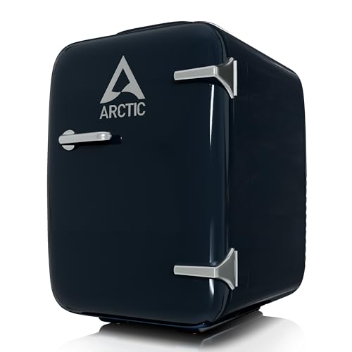 ARCTIC Fridge - Mini-réfrigérateur 4L pour boissons & cosmétiques, avec fonction refroidissement & chauffage, 12 V DC & 220 V AC, idéal pour voiture, bureau, camping & voyages, prise UE - Bleu