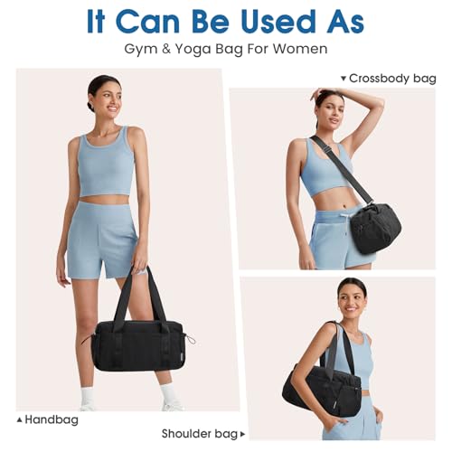 G4Free Small Gym Bag for Women 14 Inch Mini Gym Duffle Bag with Wet Compartment Cute Duffel for Travel Sport Workout (Black)2