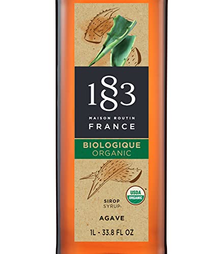 Image of 1883 Organic Agave Syrup for Drinks, Made in France, 1 Liter Glass Bottle