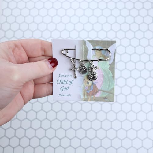 Image of Needzo Miraculous You Are A Child of God, Pslam 139 Bible Verse Brooch, Baptism and First Communion Gifts, 2.12 Inches