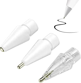 YINVA 3 Pack Pencil Tips for Apple Pencil Tip, 3 Styles Fine Point Metal Apple Pencil 2nd Generation Tips, Replacement iPad Pen Tips for Apple Pencil 1st Generation Nibs(White, Clear)