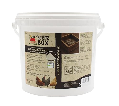Seedzbox Diatomaceous Earth for Chickens & Poultry 2kg - Feed Grade Powder for Coops Bedding & Dust Baths - Absorbs Moisture & Odours
