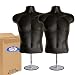 2-Pack Male Mannequin Torso, Dress Form Hollow Back Body Tshirt Display, w/Stand for Counter by EZ-Mannequins for Craft Shows, Photos or Design, Easy to Assemble and Store, S-M Clothing Sizes, Black.