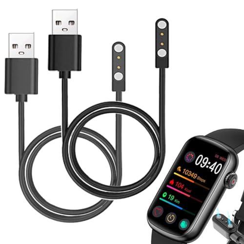 smaate smart watch Cables Compatible with FITVII and MorePro HM08 1.47” smart watch, 2-Pack, Black