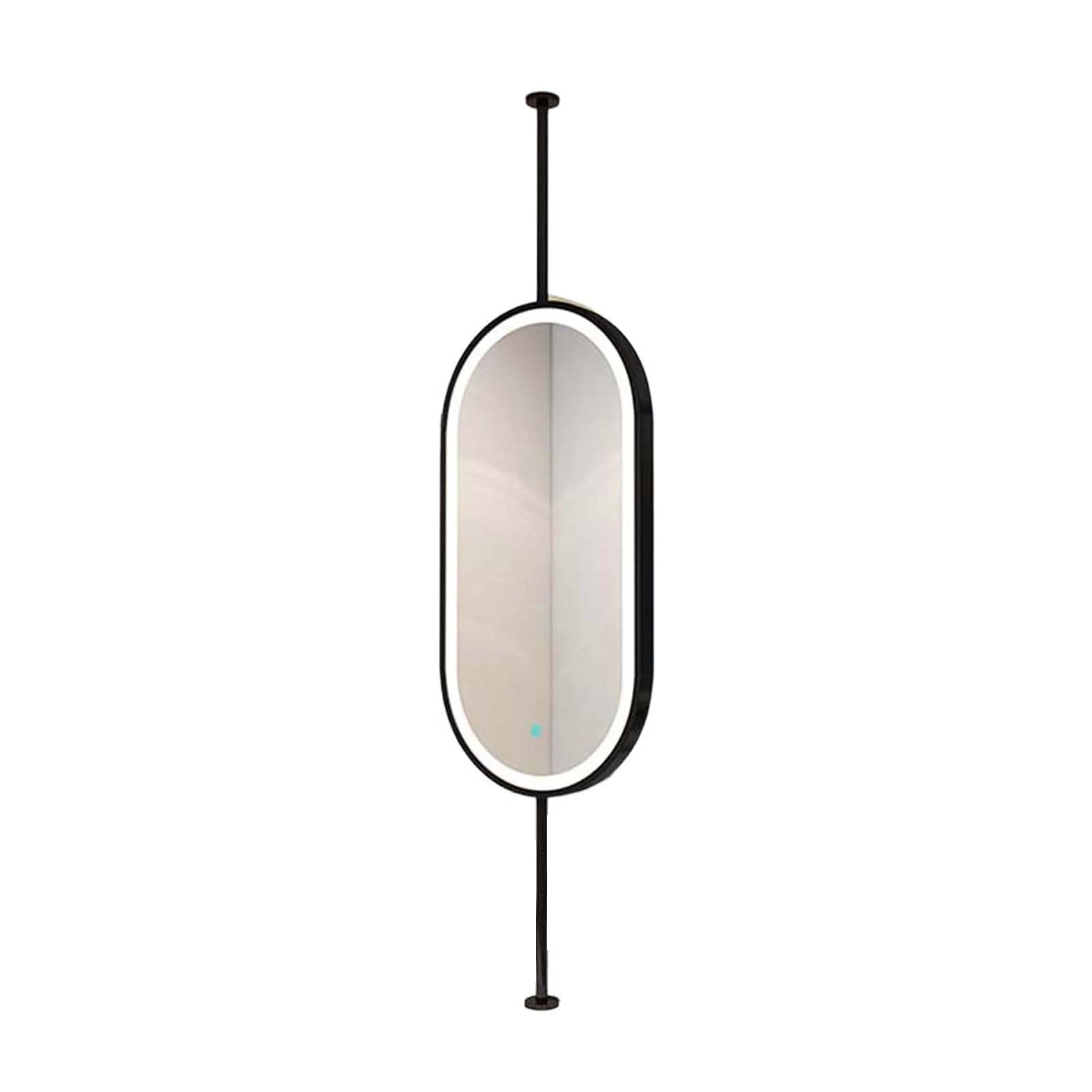 FGXHHS Ceiling Bathroom Vanity Mirror LED Lighting Metal Frame, Mounted, For Shaving(Black,50x80cm)