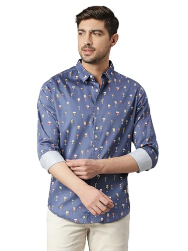 Image of Thomas Scott Men's | Printed | Full Sleeve | Slim Fit | 100% Cotton | Spread Collar | Casual Shirt