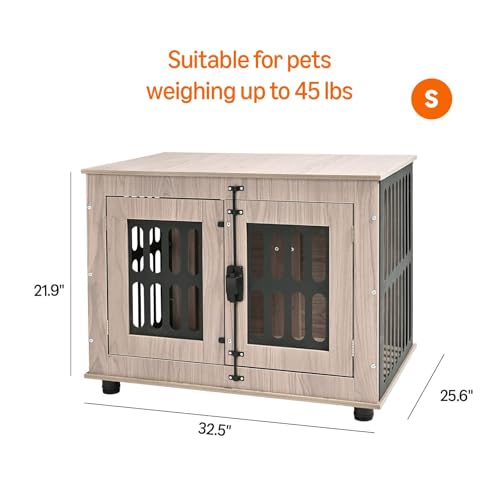 Amazon Basics Heavy Duty Dog Crate Furniture for Small Dogs, Wooden Decorative Dog Kennel Cage Indoor with Safety Lock, 32.5" L x 25.6" W x 21.9" H - Image 3