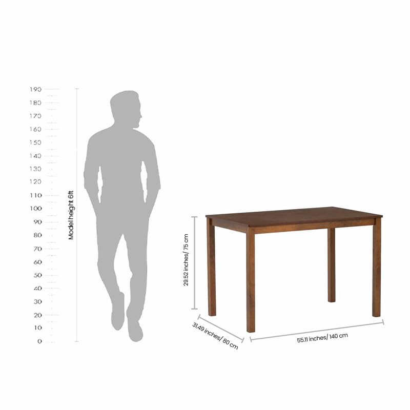 Image of Royaloak Maple Wooden 6 Seater Dining Table Set with Cushioned Chairs, Wooden Veneer Table Top, Solid Wood Thick Legs, 55mm Apron Support, Modern Sturdy Dining Furniture for Home & Dining Room