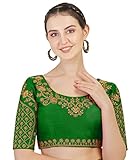 Blouse prête à l'emploi Pujia Mills Chemisier pour femme avec broderie artisanale Zari Pierre Travail prêt à l\'emploi, Vert, 36