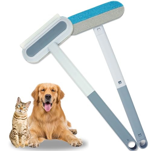 Image of Pet Hair Removal Tool 2 Pieces, Dog and Cat Hair Remover for Couch Carpet Furniture, 4 in 1 Multifunctional Pet Hair Removal Broom, Cleaning Brush for Window Tile, Reusable Washable