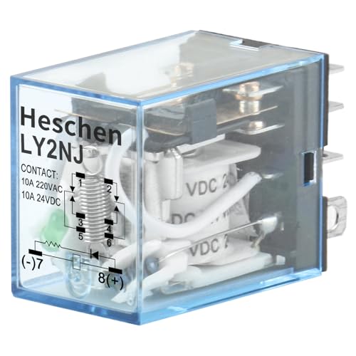 Image of Heschen Gereral Purpose Relay, LY2NJ, 24VDC Coil, 10A 24VDC/220VAC, DPDT, LED Indicator