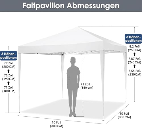 Image of COBIZI Folding Gazebo 3 x 3 Waterproof Stable Winterproof Outdoor Folding Tent Gazebo, Folding Tent Pop Up Gazebo, UPF 50+ UV Protection Marquee with Carry Bag for Garden Party, White