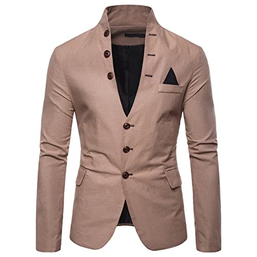 Men Casual Blazer Jackets Slim Fit Suits Jacket One Button Solid Business Sports Coat Long Sleeve Office Work Tops