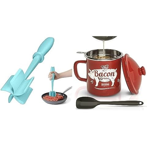 Aqua Meat Chopper and Red Bacon Grease Container Cover