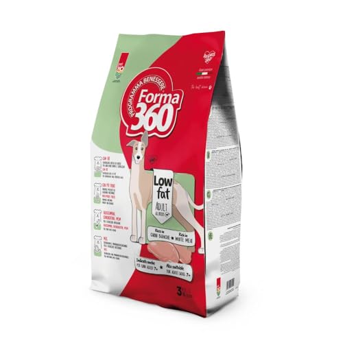 Crocchette per Cani Adulti Sovrappeso e Sterilizzati – Low Fat per Controllo del Peso – Carni Bianche – Forma360 – 3 kg