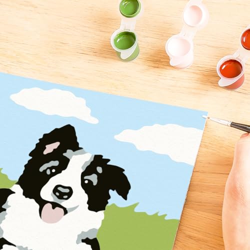 Ravensburger - CreArt Kids 8x12 cm - Numéro d'art - Border Collie - Kit de Peinture par numéros - Dès 7 Ans - 25593