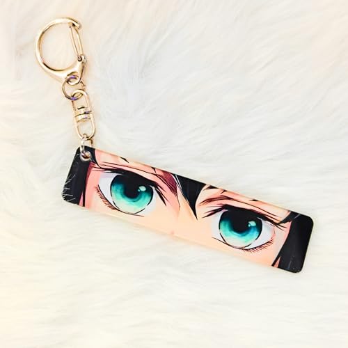 Image of Dem-on Slayer Anime Acrylic Glowing Eyes Keychain | Luminous Eye Glow Key Ring | Premium Otaku Accessory for Bags, Bikes, Cars, Backpacks & Key Holder