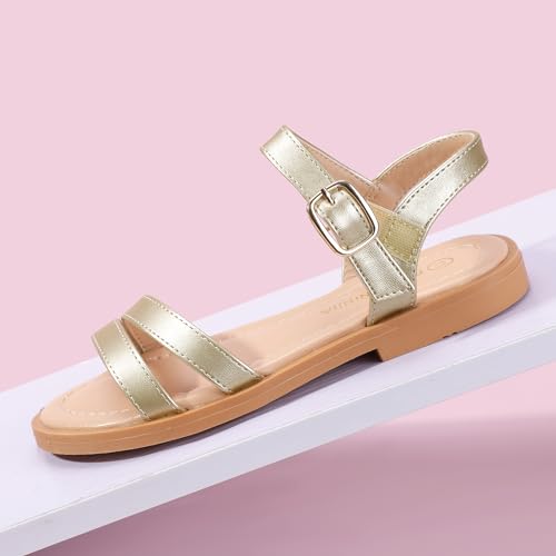 Image of PANDNAINJIA Girls Sandals Open Toe Toddler Kids Dress Summer Shoes | Open Toe Girl Sandals, Hook and Loop, Comfortable Insole, Classic Style, Flower Girl Wedding Party Daily Shoes