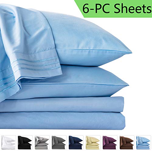 LIANLAM Queen 6 Piece Bed Sheets Set - Super Soft Brushed Microfiber 1800