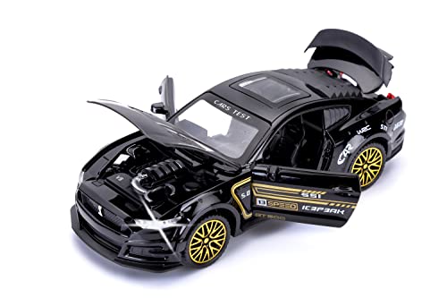 Image of Metal Pull Back Diecast Car 1:32 Mustang GT Pull Back Car Model with Sound Light Boys Gifts Toys for Kids【Pack of 1】