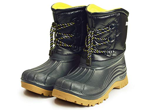 [ゴールデンレトリバー] 防水 防寒 雪靴 スノーブーツ ビーンブーツ レイン シューズ メンズ 靴 長靴 (27cm(26.5cm-27cm相当), ネイビー/イエロー)