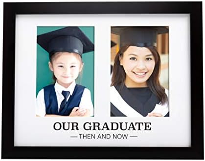 Kate & Milo Our Graduate Then and Now Picture Frame, First Day of School and Graduation Picture, Tabletop and Wall Mount Keepsake Frame, Graduation Party Gift, 4x6 Photo Inserts