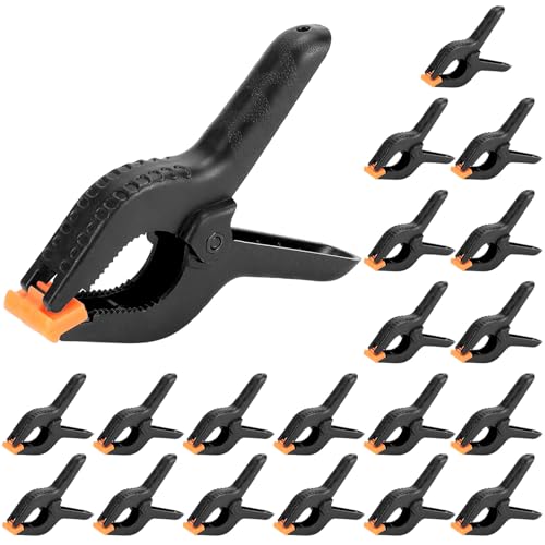 QWORK® 20pzs Mini Abrazadera de Resorte Plástico para Bricolaje, Carpintería, Estudios de Fotografía - 2.5 Pulgada 6.5cm
