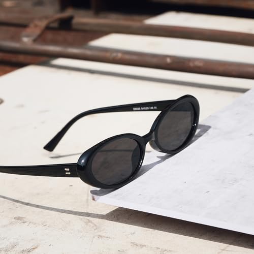 Retro Small Oval Sunglasses for Women Trendy 90s Vintage Shades Small Face Narrow Style2