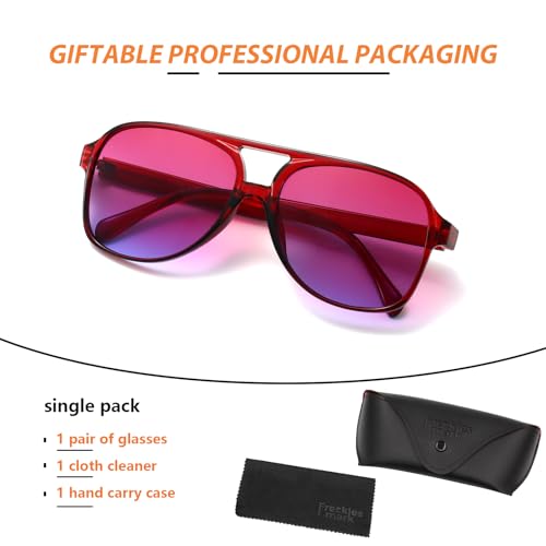 Image of Freckles Mark Vintage Retro 70s Sunglasses for Women Men Classic Large Square Aviator Trendy Glasses