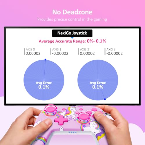 Image of NexiGo Wireless Controller (No Deadzone) for Switch 2 and Switch, Bluetooth Controllers for Nintendo Switch with Vibration, Motion, Turbo and LED Light (Pink Unicorn)