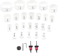 Vista 3 de Disston QUICKCORE - Juego de 28 piezas con 24 tamaños de sierra de agujeros incluidos, eje de cambio rápido y adaptador, parte E0100255, blanco (255)