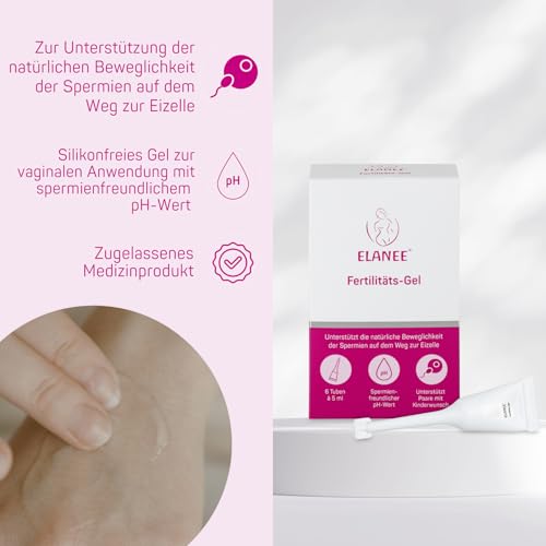 ELANEE Fertilitäts-Gel – Unterstützt die natürliche Spermienbeweglichkeit, spermienfreundlicher pH 6–8, silikonfrei, wasserbasiert – für die fruchtbaren Tage – 6 Einmal-Applikatoren à 5 ml (450-V1)
