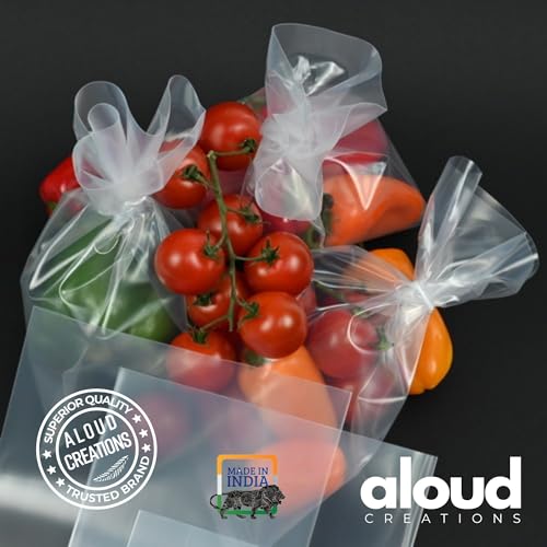 Image of Aloud Creations 50 Pc LDPE Food Grade Plastic Bags for Packaging and Storing | Ideal for Hot or Cold | Liquid Packing Material | 60 Microns Thickness | 10x14 inch | 25x35 cm