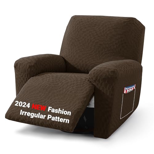 ZNSAYOTX Recliner Covers Newest 3-Piece, Fashion Recliner Chair Slipcovers with Pockets Both Side, 2024 Soft Durable Jacquard Fabric Pet Friendly Lazy Boy Reclining Protector (Small, Coffee)