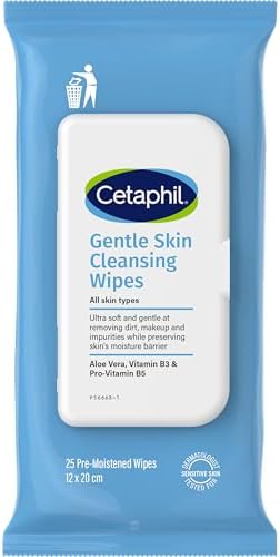 Cetaphil Cleansing Face & Body Wipes, Fragrance Free, 25ct, 3-Pack