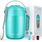 DaCool Food Thermoses for Hot Cold Food 16oz - Insulated Food Jar Kids Soup Thermoses with Spoon Handle Vacuum Stainless Steel Girls Boys Lunch Box Leakproof for School Office Picnic Camping Cyan Blue