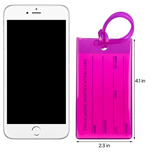 7 Pack TravelMore Luggage Tags for Suitcases, Flexible Silicone Travel ID Identification Labels Set for Bags & Baggage - Multi Color Pack