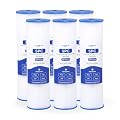 Whole House Water Filter Cartridge Replacement for Well Water, 20 Micron Water Filter 10" x 2.5" Pleated Sediment Water Filter Compatible with R50, WFPFC3002, W50PE, WB-50W, WHKF-WHPL - 6 Pack