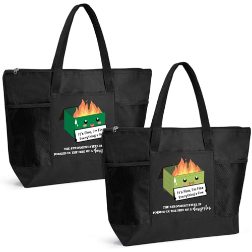 Paterr Dumpster Fire Gifts Funny Tote Bags Employee Appreciation Gifts with Emotional Support Saying Thank You Gift for Nurse Teacher Week Staff Team