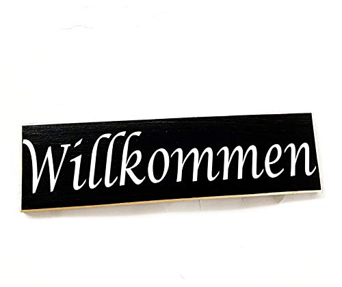 Prim And Proper Decor Willkommen 18X6 (Choose Color) Custom Rustic Shabby Chic German Wood Sign #TOP12