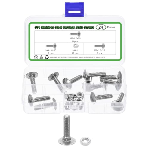 Tornillos de carro M6-1.0x25 con tuercas hexagonales de acero para uniones exteriores
