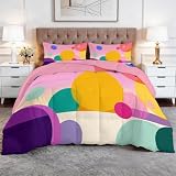 Bettdecke 135 x 200 cm 4 Jahreszeiten, Geometrisch Minimalistisch Punkte Modern Ganzjahresdecke Rosa Bettdecke Ohne Bezug Erwachsene Damen Herren - Sommerdecke, Waschbare Schlafdecke