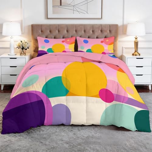 Bettdecke 135 x 200 cm 4 Jahreszeiten, Geometrisch Minimalistisch Punkte Modern Ganzjahresdecke Rosa Bettdecke Ohne Bezug Erwachsene Damen Herren - Sommerdecke, Waschbare Schlafdecke