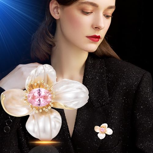 Image of Flower Brooch Pin Gold-Plated Enamel Brooch Lapel Pins Flower Jewelry for Women
