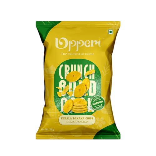 Image of Upperi Classic Salted Kerala Banana Chips | 70g | Kerala Style Nendran Banana | Rice Bran Oil Fried | Zero Trans Fat | NABL Certified | No Artificial Colour | Vegetarian