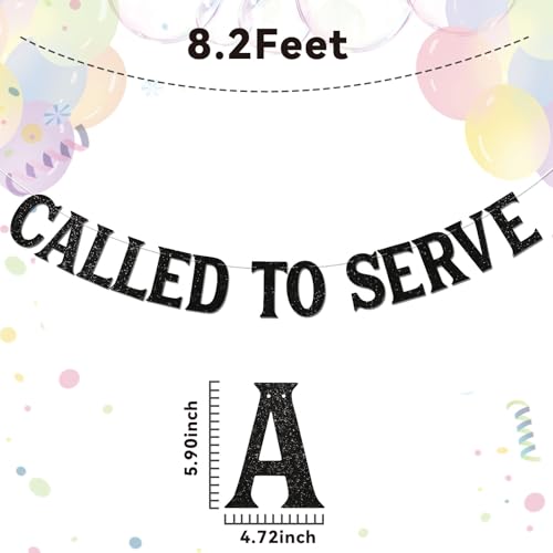 Image of Called To Serve Banner - Mission Farewell, LDS Missionary Call Theme Decor for Farewell Party, Back to School Party Black Glitter