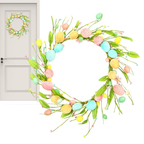 Corona Di Primavera Di Uova Artificiali Colorate | Corona Di Natale 45 Cm, Decorazioni Di Finestre Fattoria per Primavera E Pasqua
