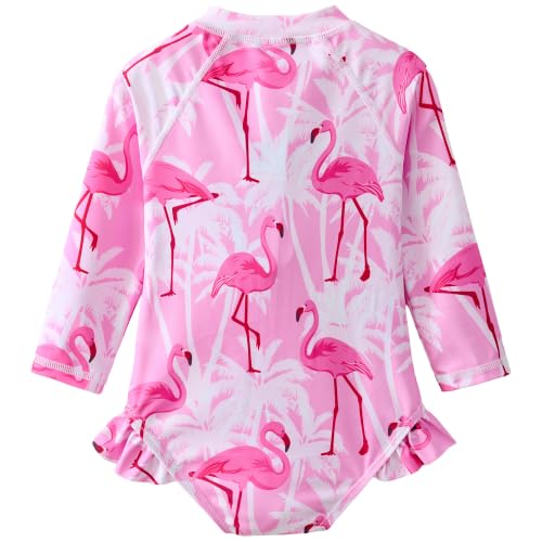 Image of Baby Girls' One Piece Swimsuit Long Sleeve Rash Guard Swimwear