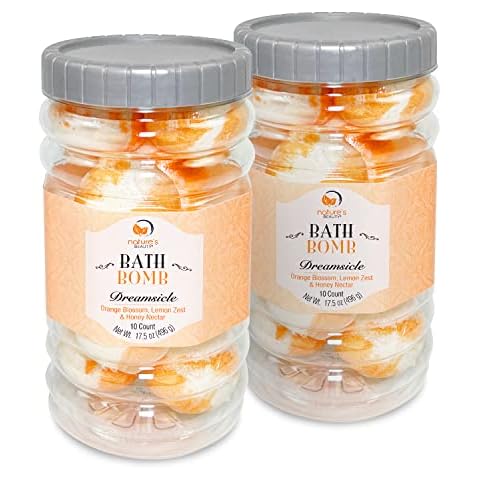 Nature's Beauty Dreamsicle Bath Bomb Gift Set Multi-Pack - Orange Blossom, Lemon Zest & Honey Nectar Scent Made w/Orange Peel Extract, Coconut Oil + Vitamin E, 17.5 oz |10 ct ea (2 Pack) Cover