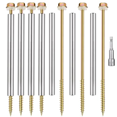 10 Pack 8'' Gutter Screws with Stainless Steel Sleeve,for 6-Inch Roof Gutter Repair,White Durable Nails (10)